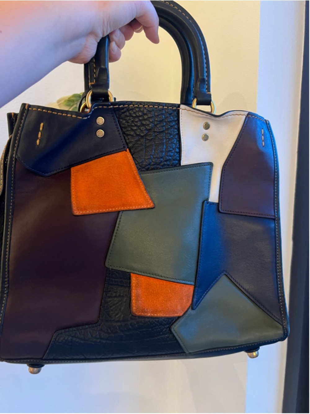 Coach 1941 Patchwork Rogue 30 Bag 20315 Multi Orange Olive Leather Suede Satchel - Picture 5 of 16